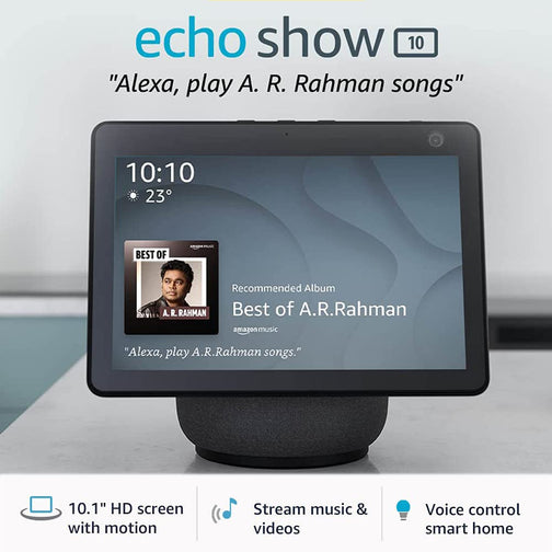 Amazon Echo Show 10- 10.1" HD smart display with motion, premium sound and Alexa (Black)