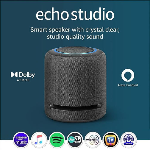 Amazon Echo Studio- Our best-sounding smart speaker ever - With Dolby Atmos, spatial audio processing technology, and Alexa (Black)