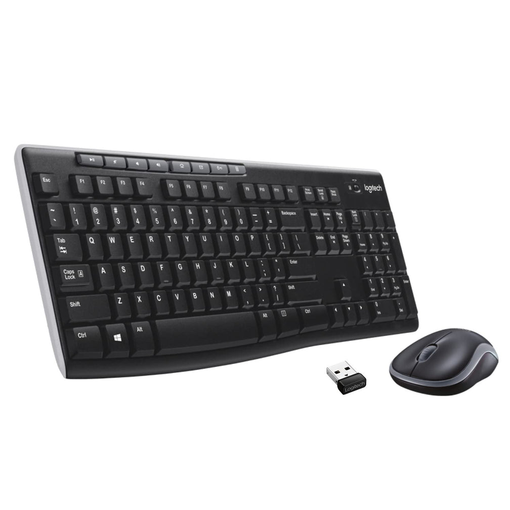 Logitech MK270r Wireless Keyboard and Mouse Combo for Windows, 2.4 GHz Wireless, Spill-resistant Design, 8 Multimedia & Shortcut Keys, 2-Year Battery Life, PC/Laptop- Black