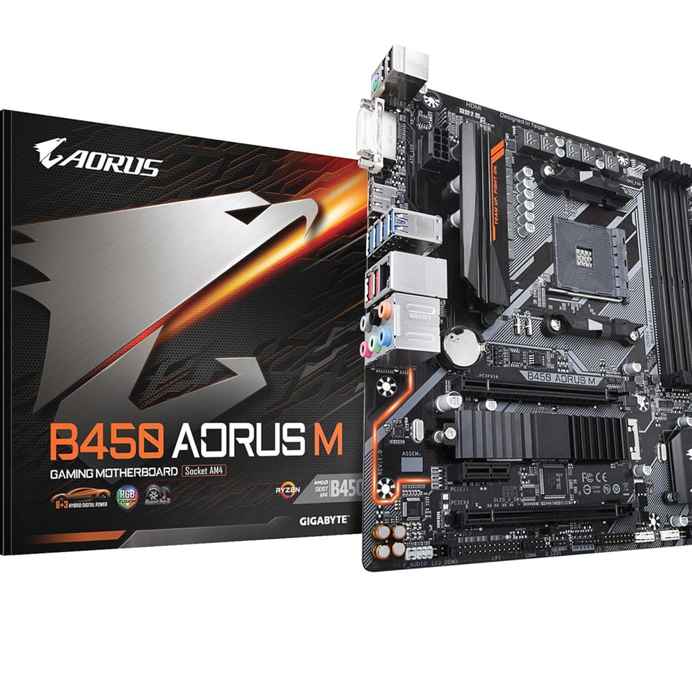 Gigabyte B450 AORUS M (AMD Ryzen AM4/M.2 Thermal Guard/HDMI/DVI/USB 3.1 Gen 2/DDR4/Micro ATX/Motherboard)