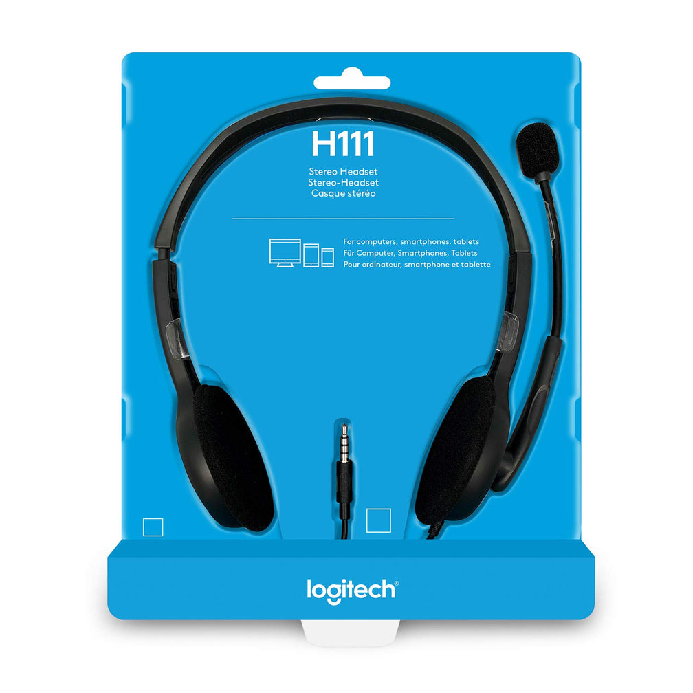 Logitech H111 Wired On Ear Headphones With Mic Black